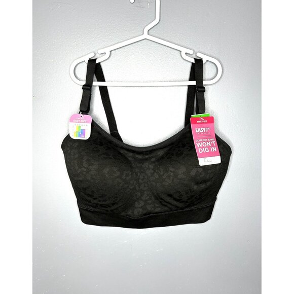 Warners Olga Bra Womens Large Black Leopard Jacquard Wire Free Easy Does GM9401A - Picture 9 of 10